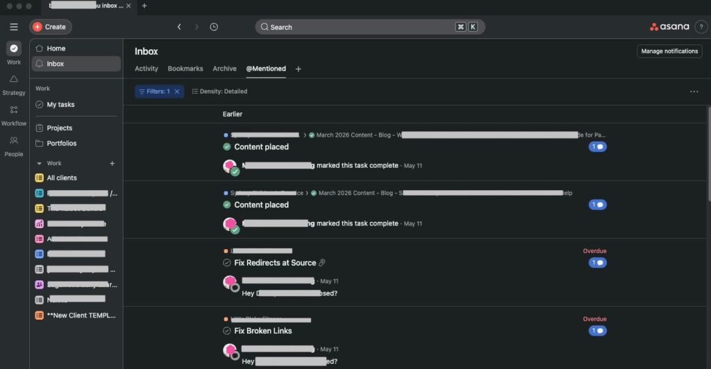 Asana collaboration